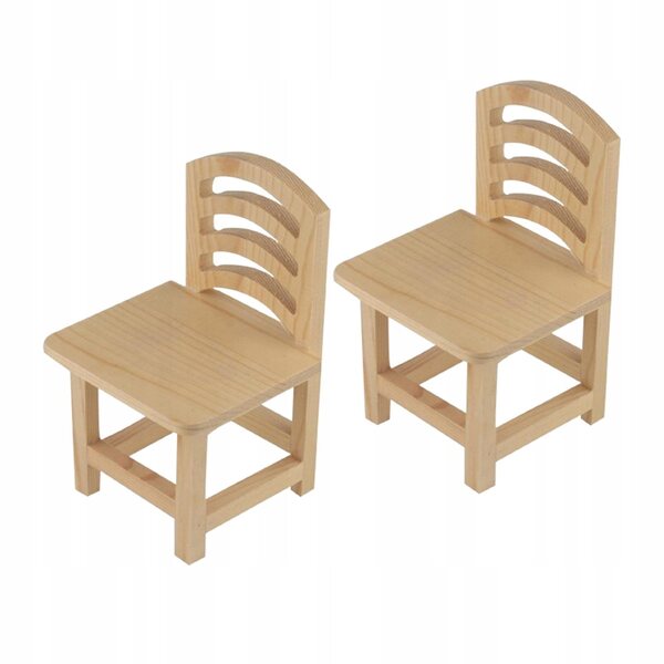 Set 2 Mini Sedie in Legno Grezzo per Casa delle Bambole e Progetti DIY