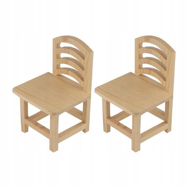Set 2 Mini Sedie in Legno Grezzo per Casa delle Bambole e Progetti DIY