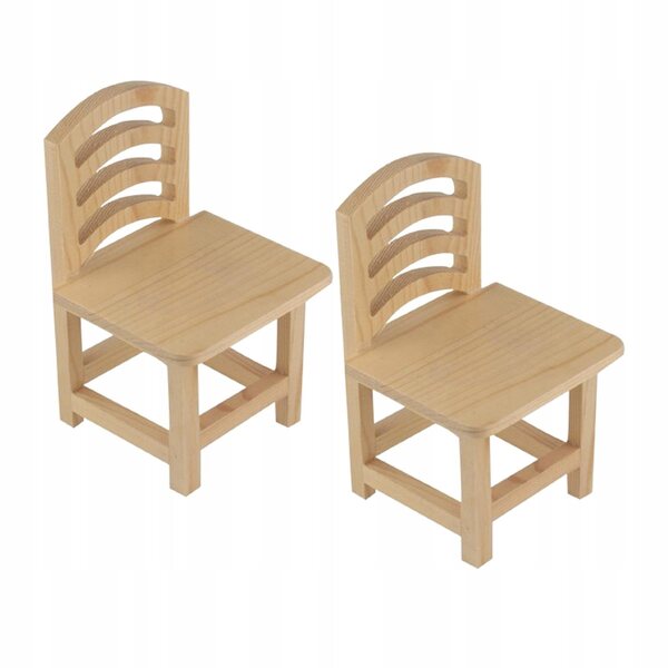 Set 2 Mini Sedie in Legno Grezzo per Casa delle Bambole e Progetti DIY