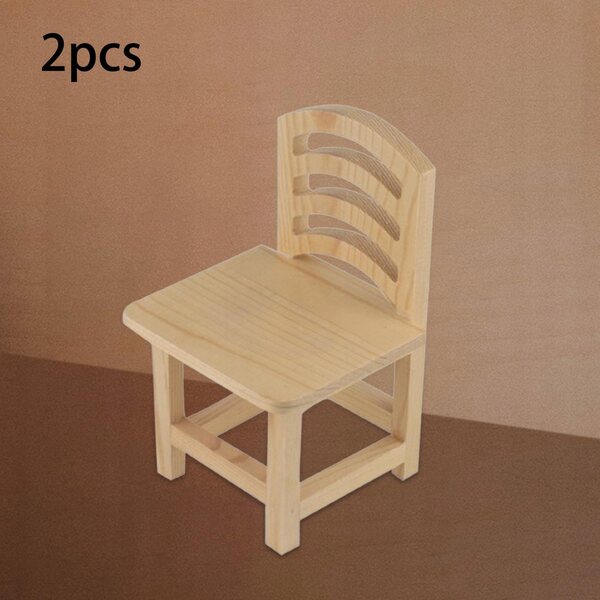 Set 2 Mini Sedie in Legno Grezzo per Casa delle Bambole e Progetti DIY