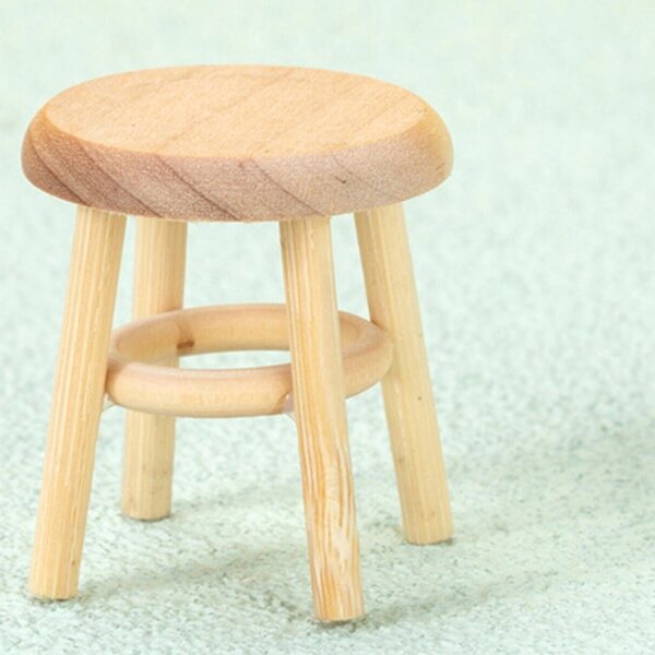 Tabouret miniature en bois pour maison de poupée à l'échelle 1:12, fait à la main