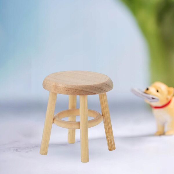 Tabouret miniature en bois pour maison de poupée à l'échelle 1:12, fait à la main