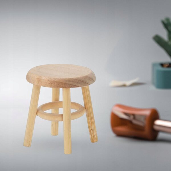 Tabouret miniature en bois pour maison de poupée à l'échelle 1:12, fait à la main