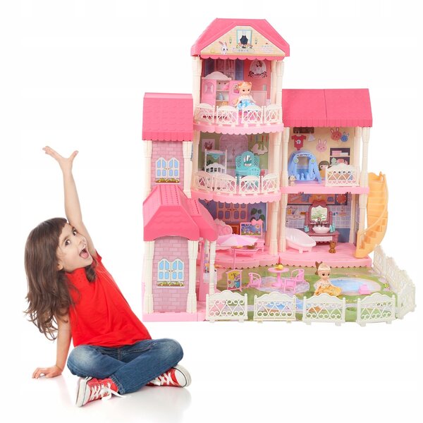 DIY-Puppenhaus mit 4 Etagen und 11 Zimmern für Kinder ab 3 Jahren