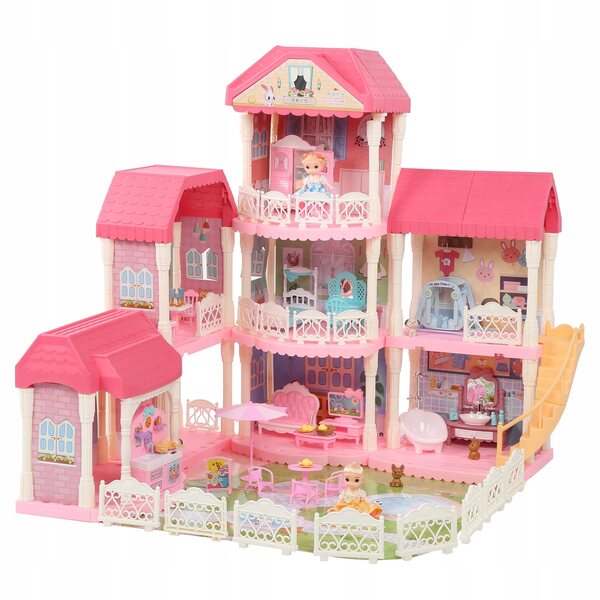 DIY-Puppenhaus mit 4 Etagen und 11 Zimmern für Kinder ab 3 Jahren