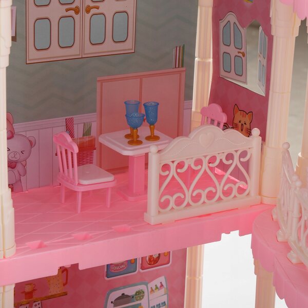 DIY-Puppenhaus mit 4 Etagen und 11 Zimmern für Kinder ab 3 Jahren