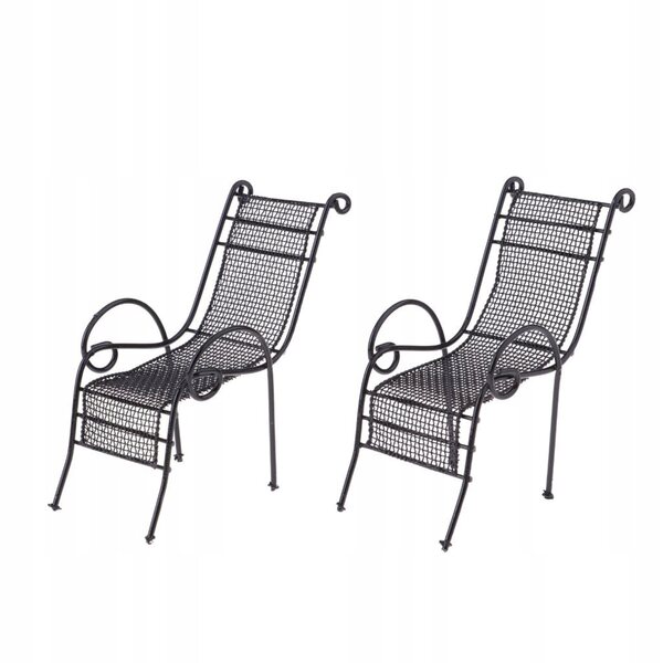 Miniatur-Set 1:12 Metalltisch und Stühle für Puppenhaus Schwarz