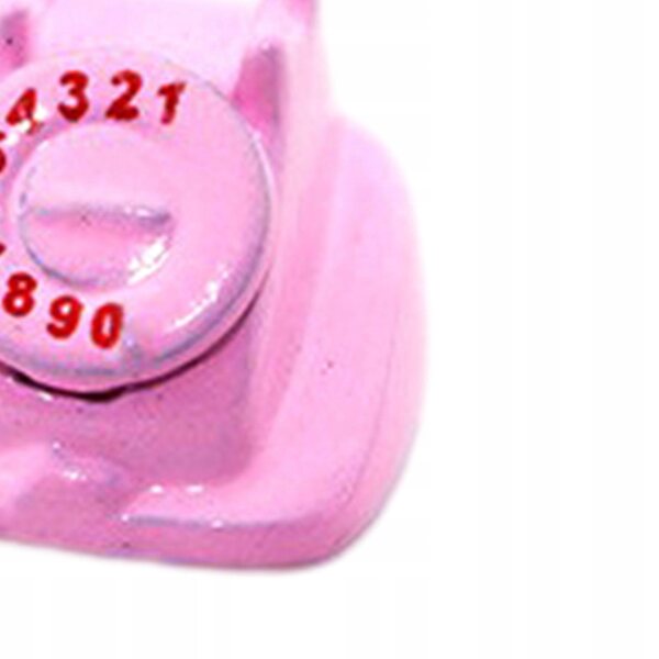Retro Telefon Miniature 1:12 til Dukkehus i Pink Metal