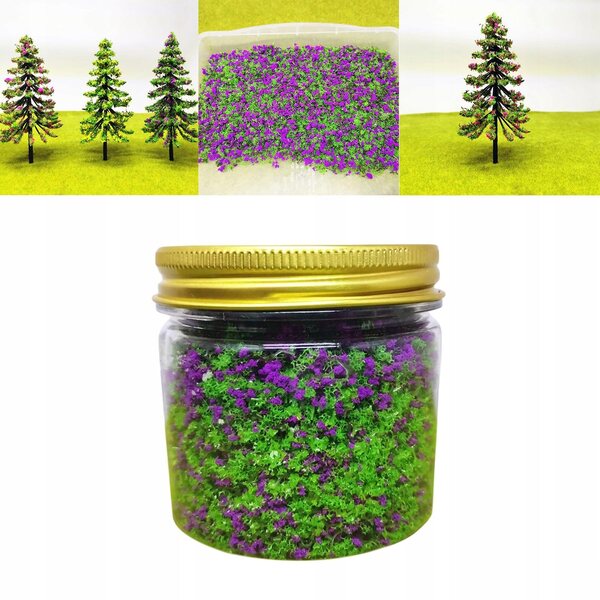 Lila Kunstrasen- und Blumen-Dekorationsmaterial-Set für DIY-Szenarien