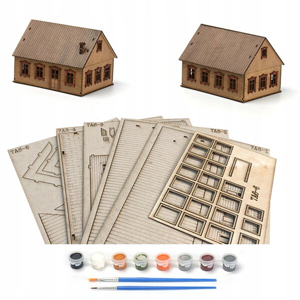 DIY 1:72 Holzhaus-Modellbausatz für eine Vintage-Landschaft im europäischen Stil