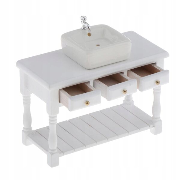 Miniatura Umywalka con Mobile per Casa delle Bambole Scala 1:12 in Ceramica