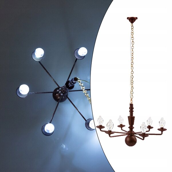Deckenleuchte im Maßstab 1:87, LED-Modell, bronzefarbenes Metall, 7,8 cm
