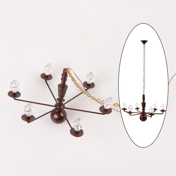 Deckenleuchte im Maßstab 1:87, LED-Modell, bronzefarbenes Metall, 7,8 cm