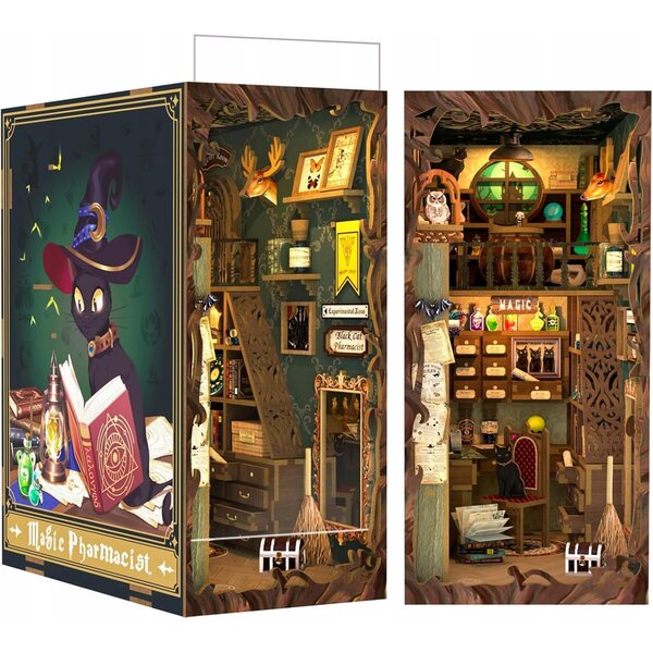 Domenico DIY Modellierset für Bücherregal mit LED-Beleuchtung und Holzdetails