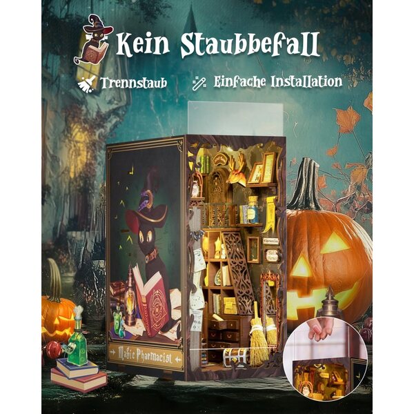 Domenico DIY Modellierset für Bücherregal mit LED-Beleuchtung und Holzdetails