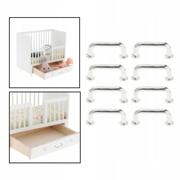 Mini maniglie metalliche decorative per mobili 8 pezzi argento vintage