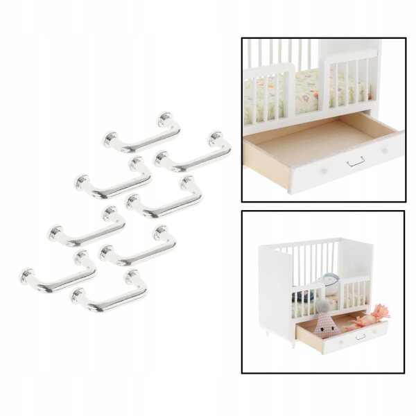 Mini maniglie metalliche decorative per mobili 8 pezzi argento vintage