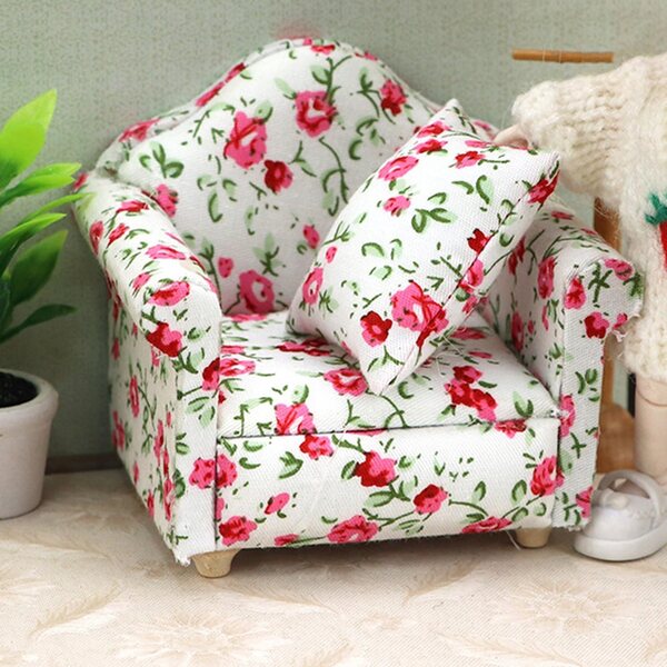 1:12 Holzsofa für KingLine Puppenhaus, Retro-Modell