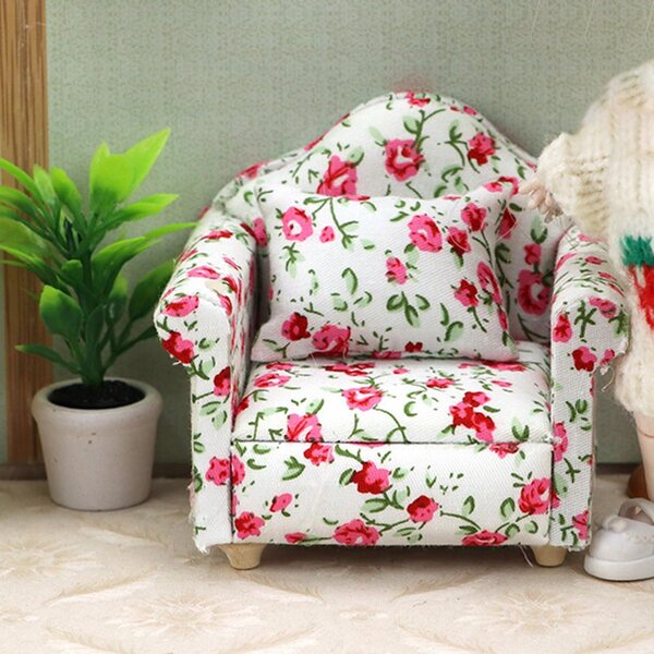 1:12 Holzsofa für KingLine Puppenhaus, Retro-Modell