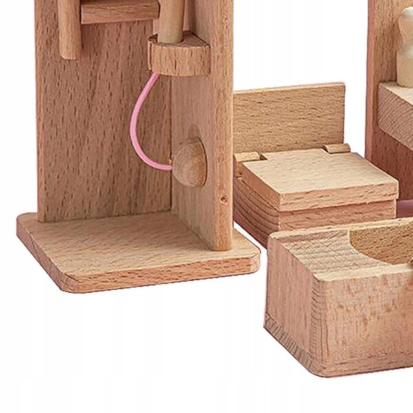 Holzmöbel-Set für Puppenhaus – Badezimmer, Schlafzimmer und Wohnzimmer