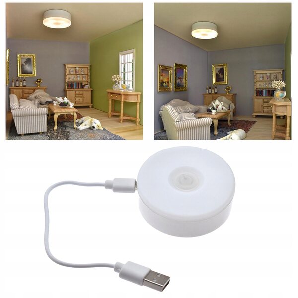 1:12 LED-Deckenleuchte für Puppenhäuser mit Lichtregulierung und Magnetfuß