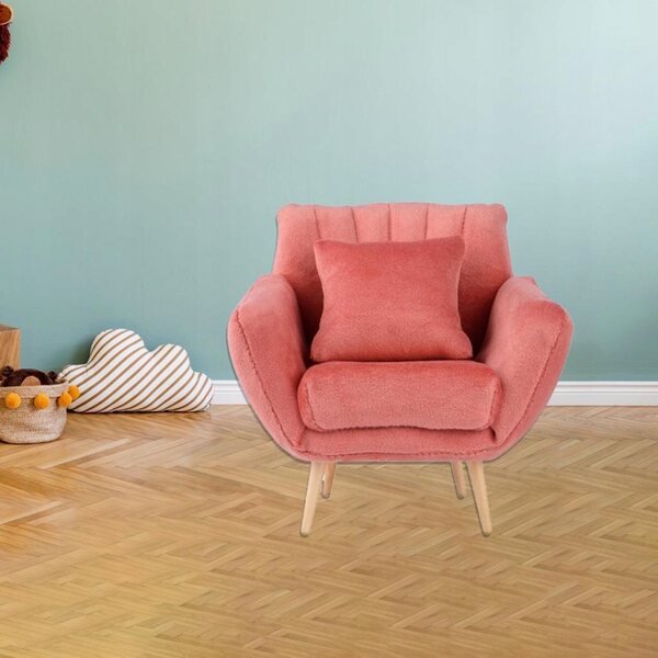Sofa rossa in legno e polare per casa delle bambole 1:12 - Mini arredamento nordico