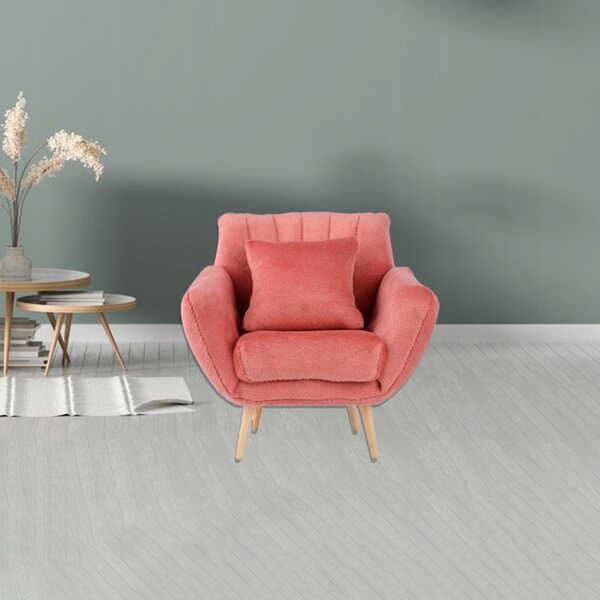 Sofa rossa in legno e polare per casa delle bambole 1:12 - Mini arredamento nordico