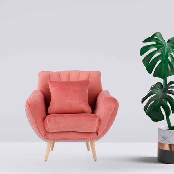 Sofa rossa in legno e polare per casa delle bambole 1:12 - Mini arredamento nordico