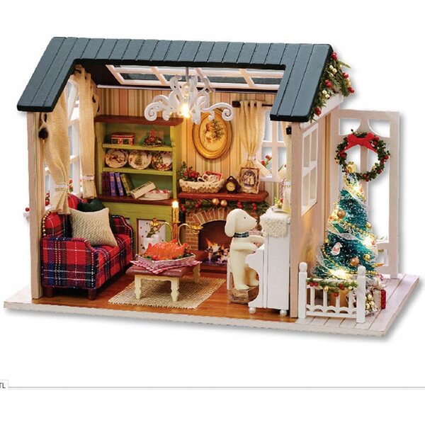DIY amerikanisches Retro-Puppenhaus mit LED – kompletter Holzbausatz zum Zusammenbauen