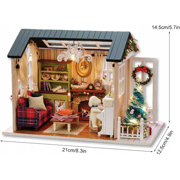 DIY amerikanisches Retro-Puppenhaus mit LED – kompletter Holzbausatz zum Zusammenbauen