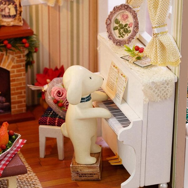 DIY amerikanisches Retro-Puppenhaus mit LED – kompletter Holzbausatz zum Zusammenbauen