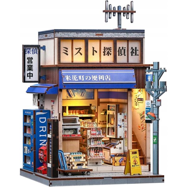 Book Nook Japanisches Detektiv 3D-Holzpuzzle – DIY-Set mit LED-Licht