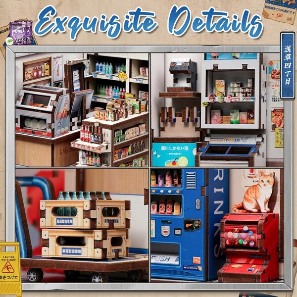 Book Nook Japanisches Detektiv 3D-Holzpuzzle – DIY-Set mit LED-Licht