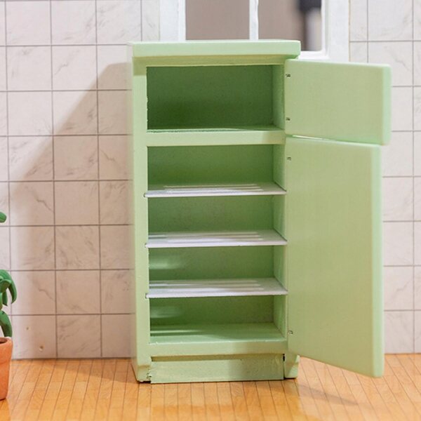 Lodella per Casa delle Bambole in Legno di Betulla Moderna Scala 1:12 Verde Chiaro
