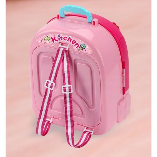 3-in-1-Puppenhaus-Set mit tragbarer Küche im Rucksack für Kinder