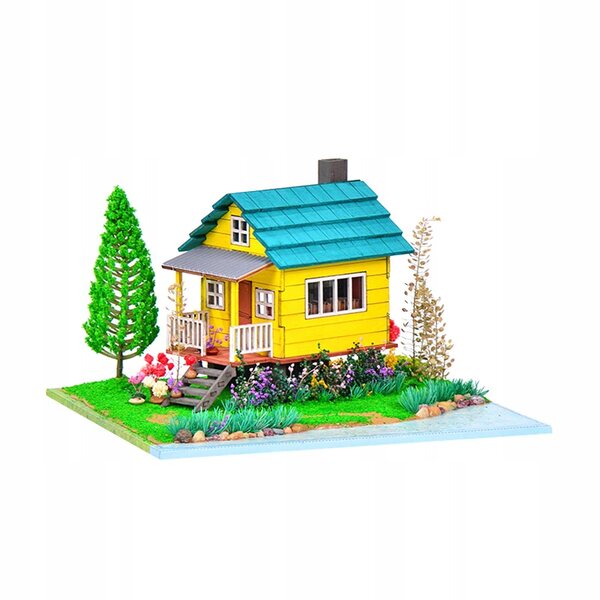 DIY Puppenhaus-Set aus Holz mit LED-Leuchten und Möbeln, 3D-Modell