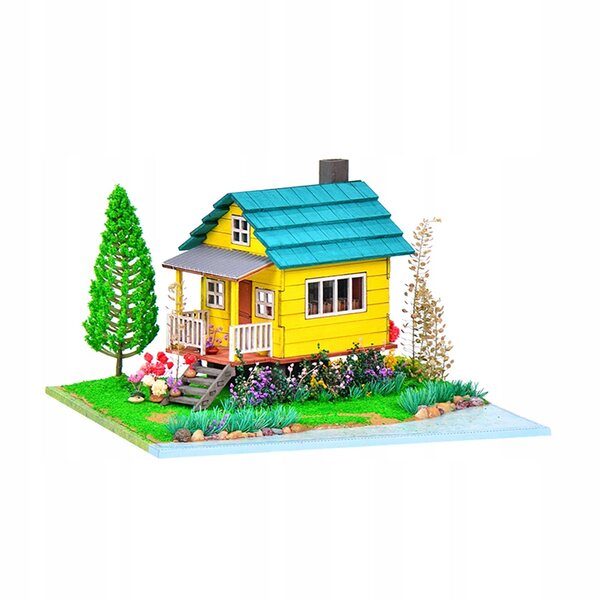 DIY Puppenhaus-Set aus Holz mit LED-Leuchten und Möbeln, 3D-Modell
