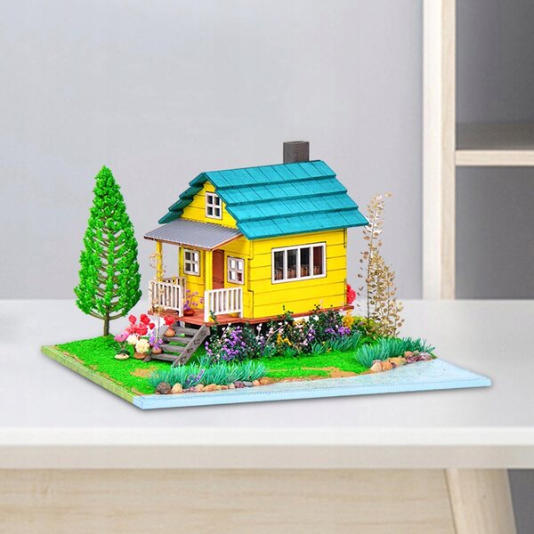 DIY Puppenhaus-Set aus Holz mit LED-Leuchten und Möbeln, 3D-Modell