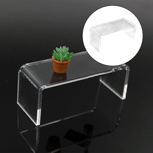 Miniatuur transparant acryltafel 1:12 voor poppenhuis wit