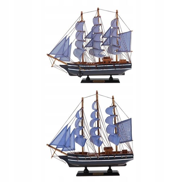 Handgeschnitztes mediterranes Piraten-Segelschiff aus Holz, Modell 33 x 5,5 x 31 cm