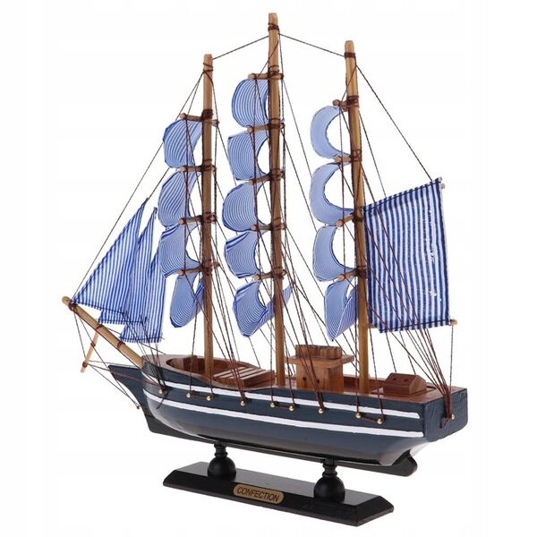 Handgeschnitztes mediterranes Piraten-Segelschiff aus Holz, Modell 33 x 5,5 x 31 cm