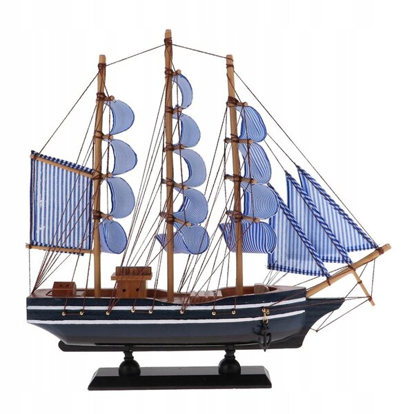 Handgeschnitztes mediterranes Piraten-Segelschiff aus Holz, Modell 33 x 5,5 x 31 cm