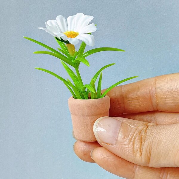 Miniatuurbloemen in potten voor poppenhuis 1:6 realistische decoratieve accessoires