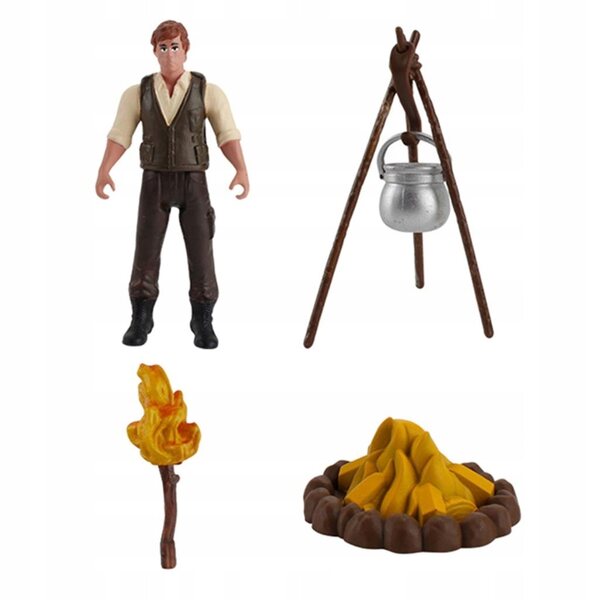 Miniature sceniche con figure e attrezzatura da campeggio per diorama 1:16