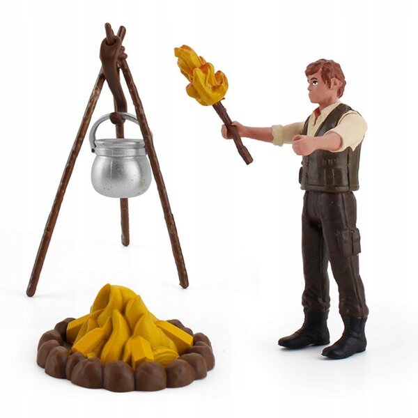 Schilderachtige miniaturen met figuren en kampeeruitrusting voor 1:16 diorama