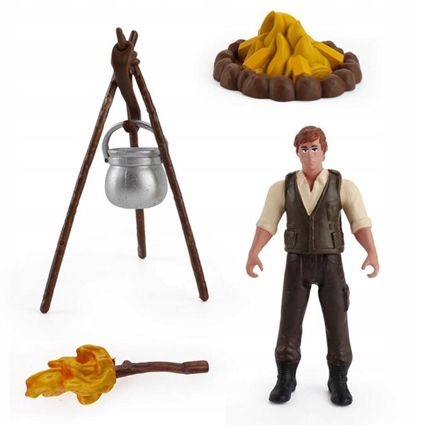 Schilderachtige miniaturen met figuren en kampeeruitrusting voor 1:16 diorama