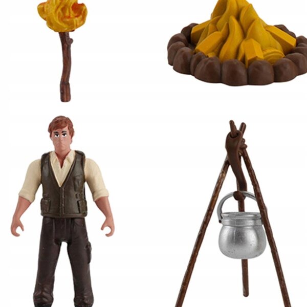 Schilderachtige miniaturen met figuren en kampeeruitrusting voor 1:16 diorama