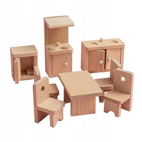 Holzmöbel-Set für Puppenhaus – dekoratives Modell aus Buche