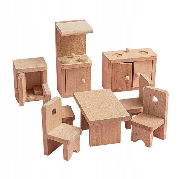Holzmöbel-Set für Puppenhaus – dekoratives Modell aus Buche