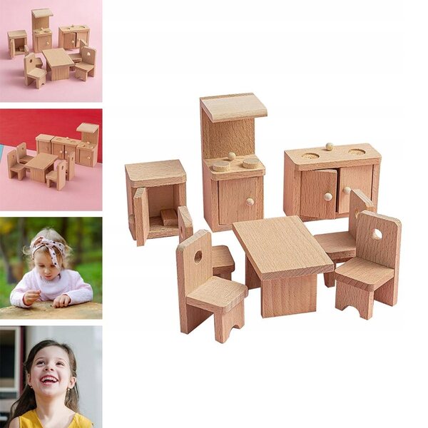 Holzmöbel-Set für Puppenhaus – dekoratives Modell aus Buche
